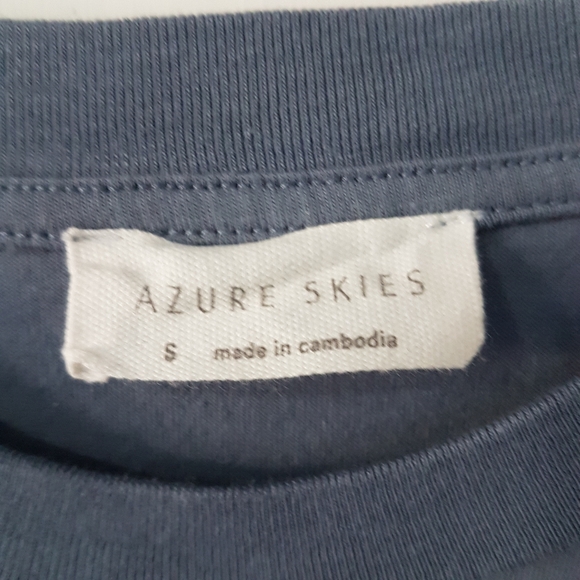 Aritzia Azure Skies Long Sleeve Crewneck Pullover Cropped Top Tee Blue Grey Sz S - Picture 8 of 11